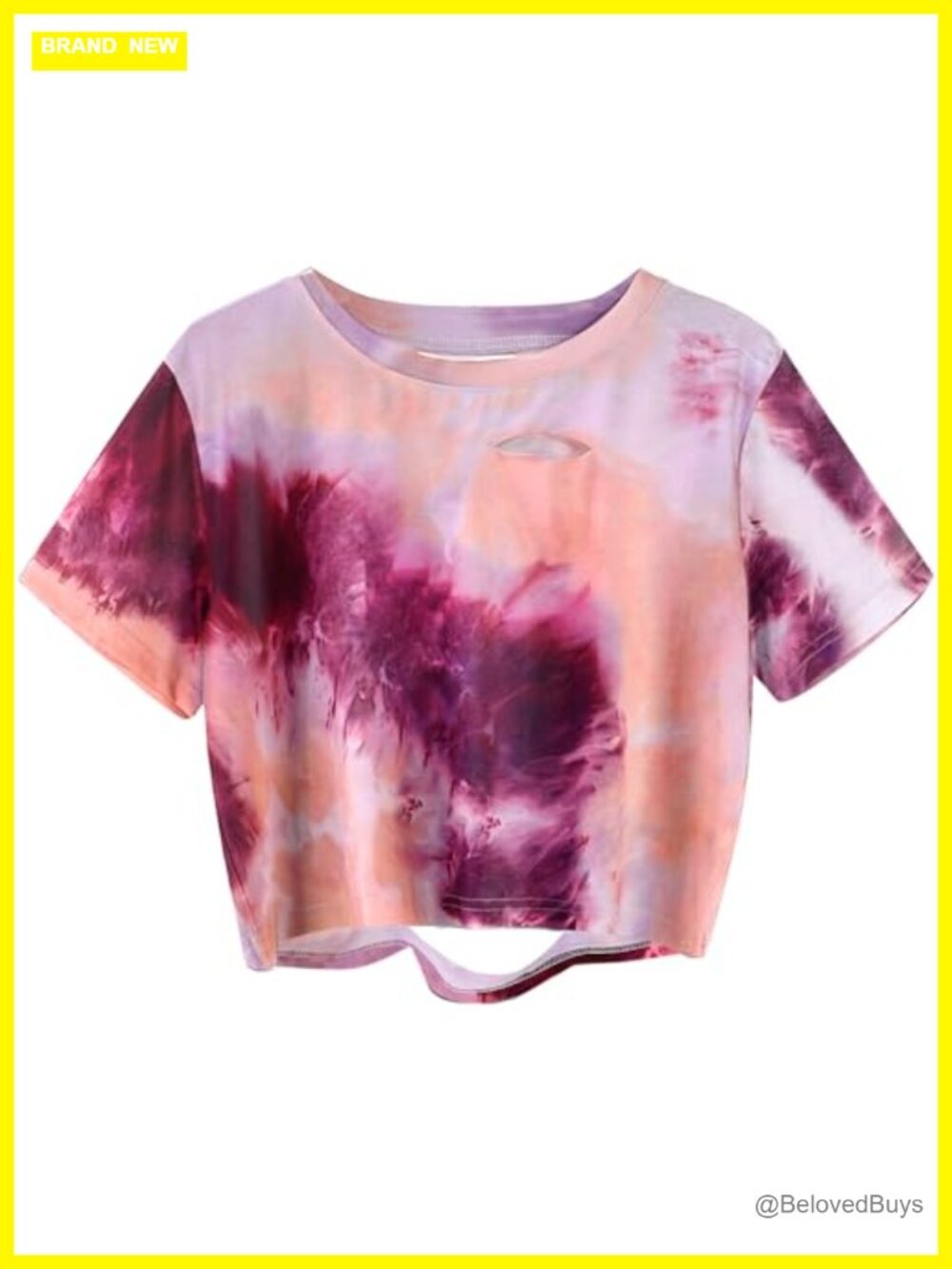 Tie Dye Ripped Short Sleeve Crop Top Distressed Concert Goth Rock Tee